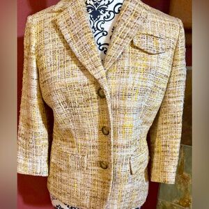 Elegant Tan Tweed Women's Jacket